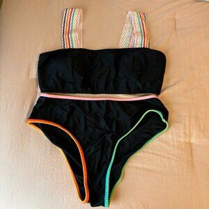 Cupshe Black/Neon Bikini Set size medium
